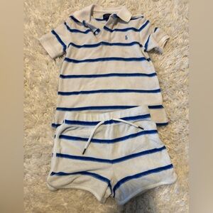 Polo by Ralph Lauren Blue and White Terry Cloth Set